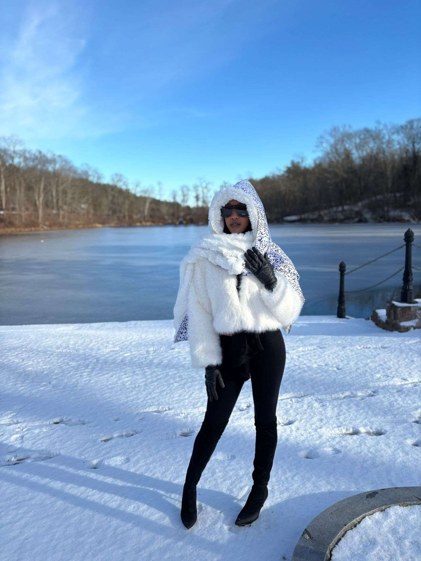 Bola African Ankara Winter Faux Fur Scarf.
