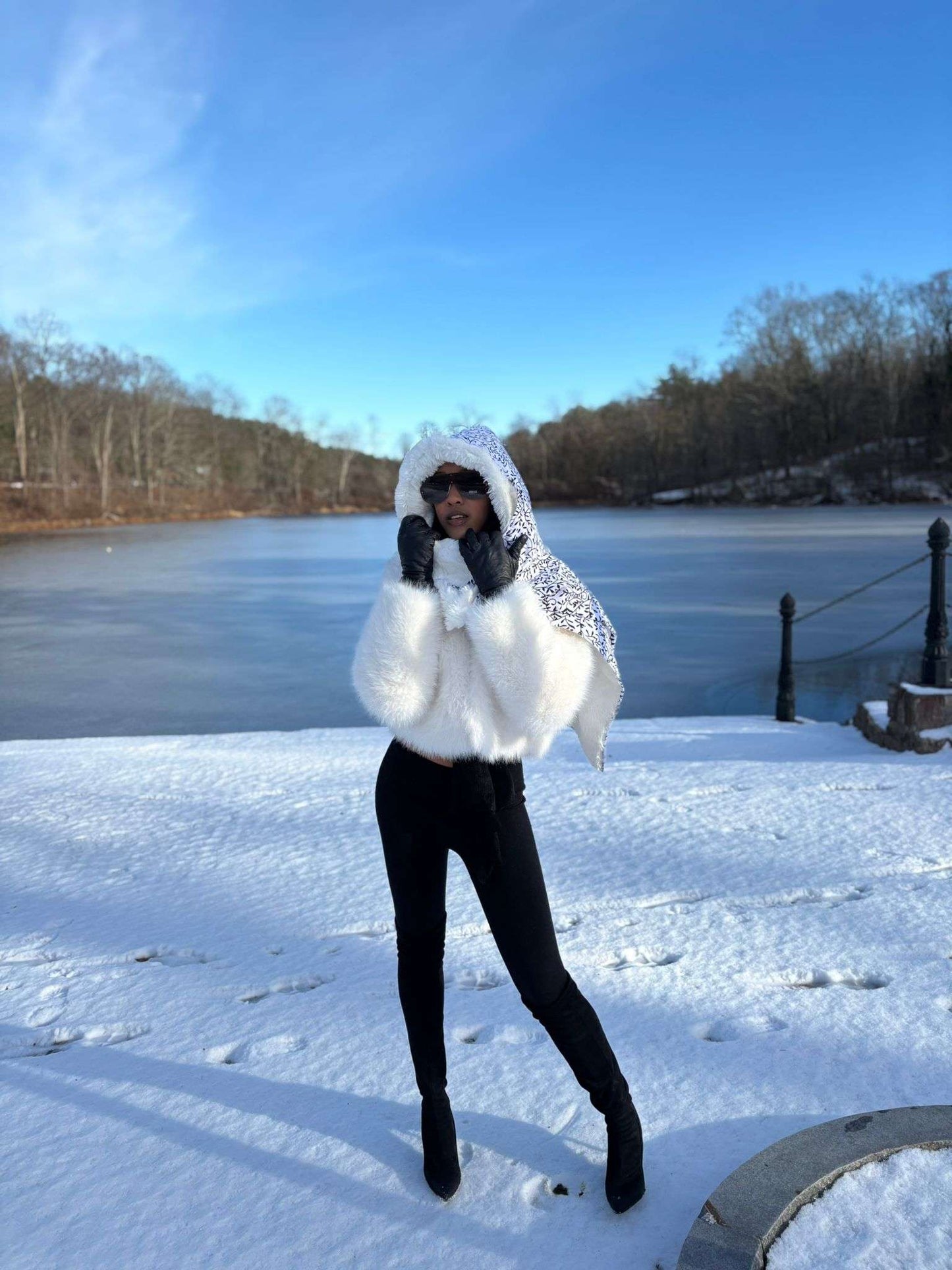 Bola African Ankara Winter Faux Fur Scarf.