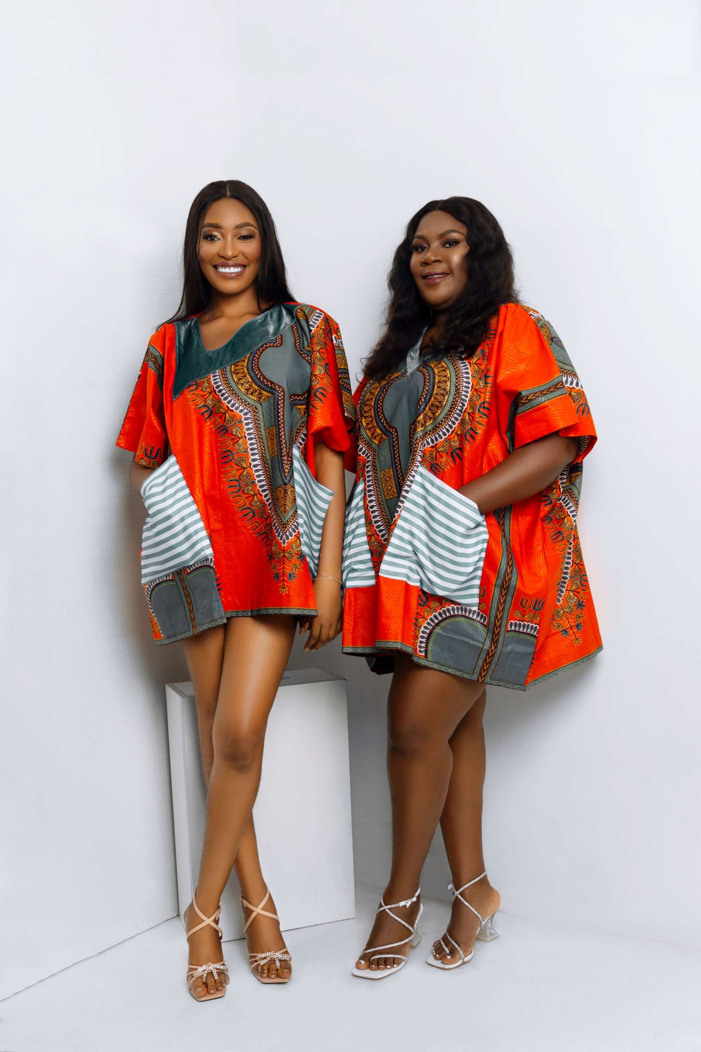 LATEEFAH AFRICAN PRINT GREY DANSHIKI TOP