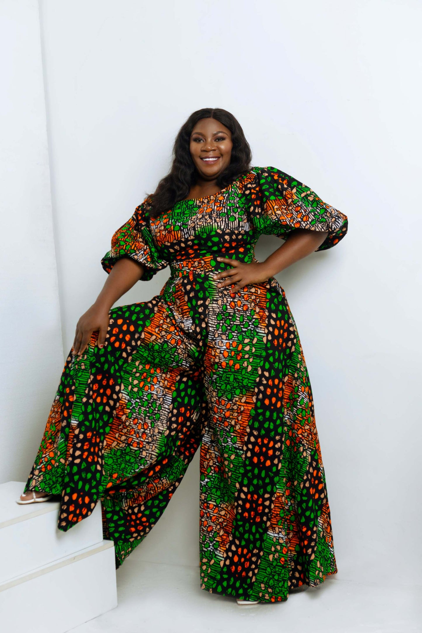 ANJIE AFRICAN PRINT WIDE LEG PALAZZO JUMPSUIT