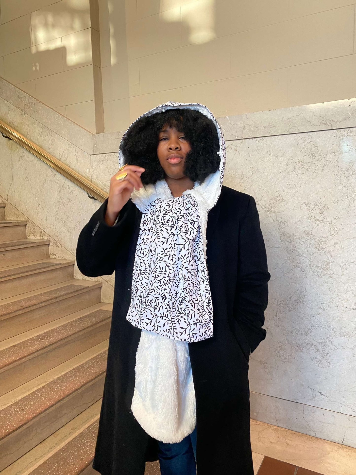 Bola African Ankara Winter Faux Fur Scarf.