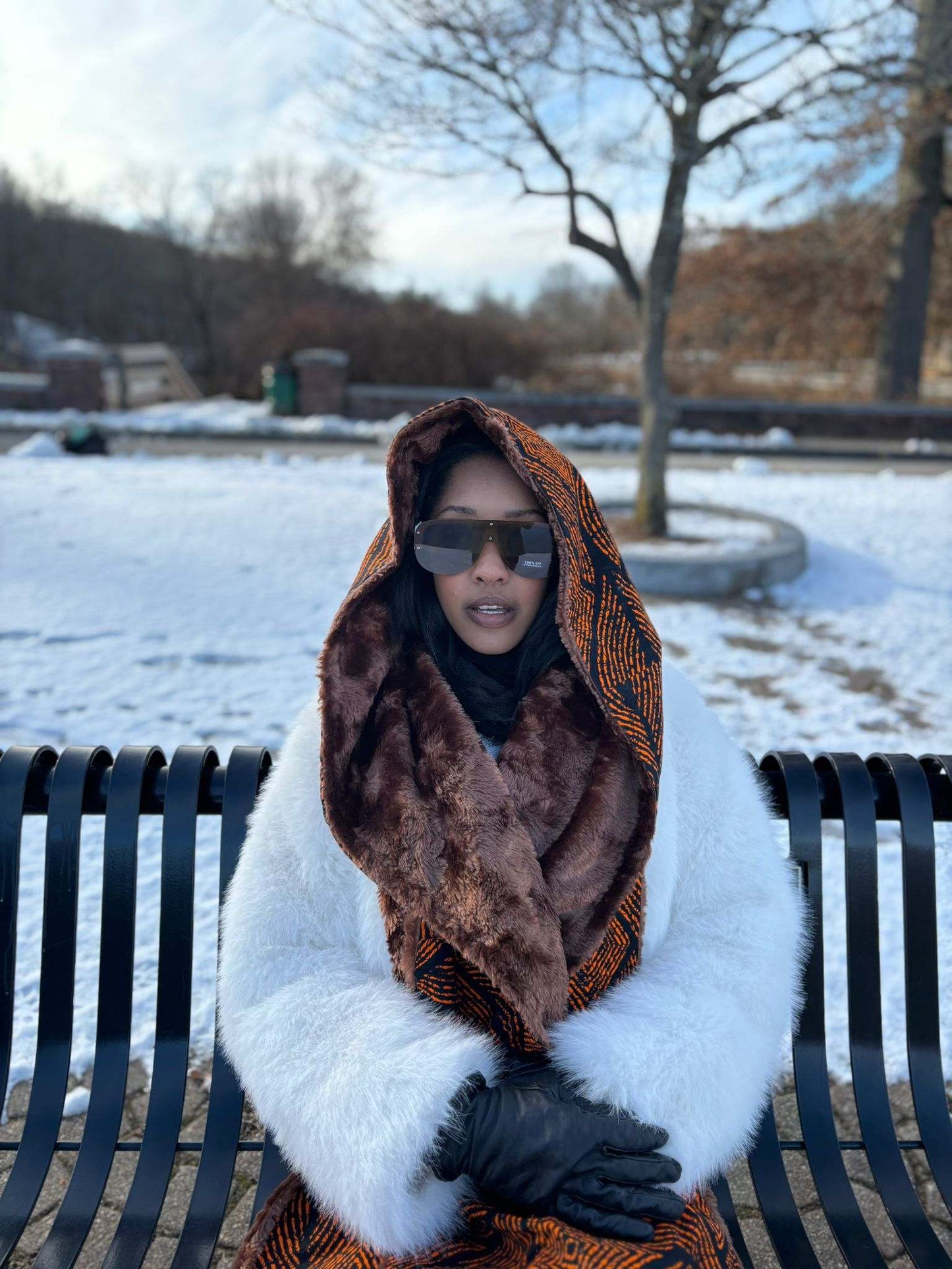 Roli African Ankara Winter Hooded scarf