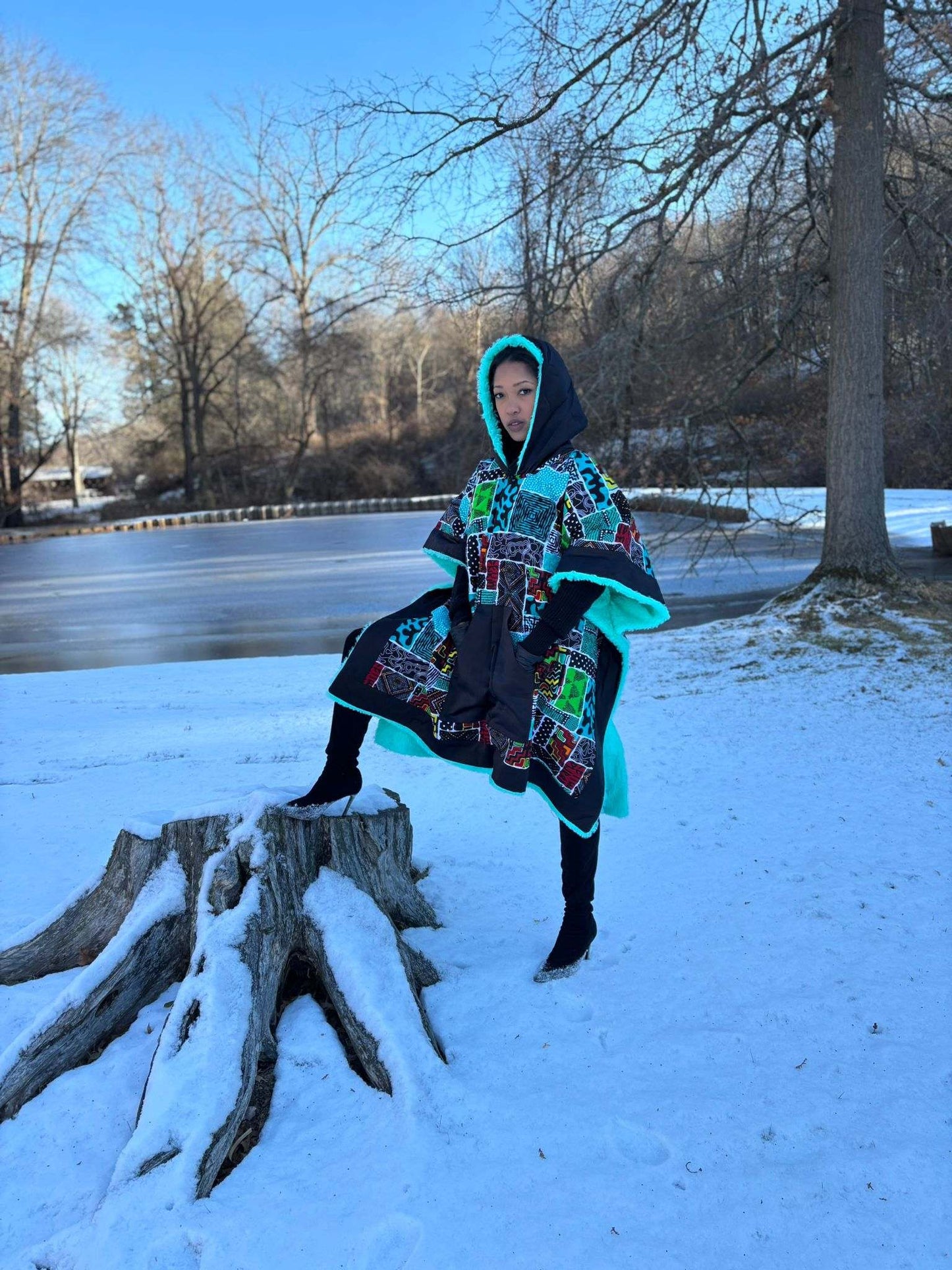 African Ankara Winter Ponchos