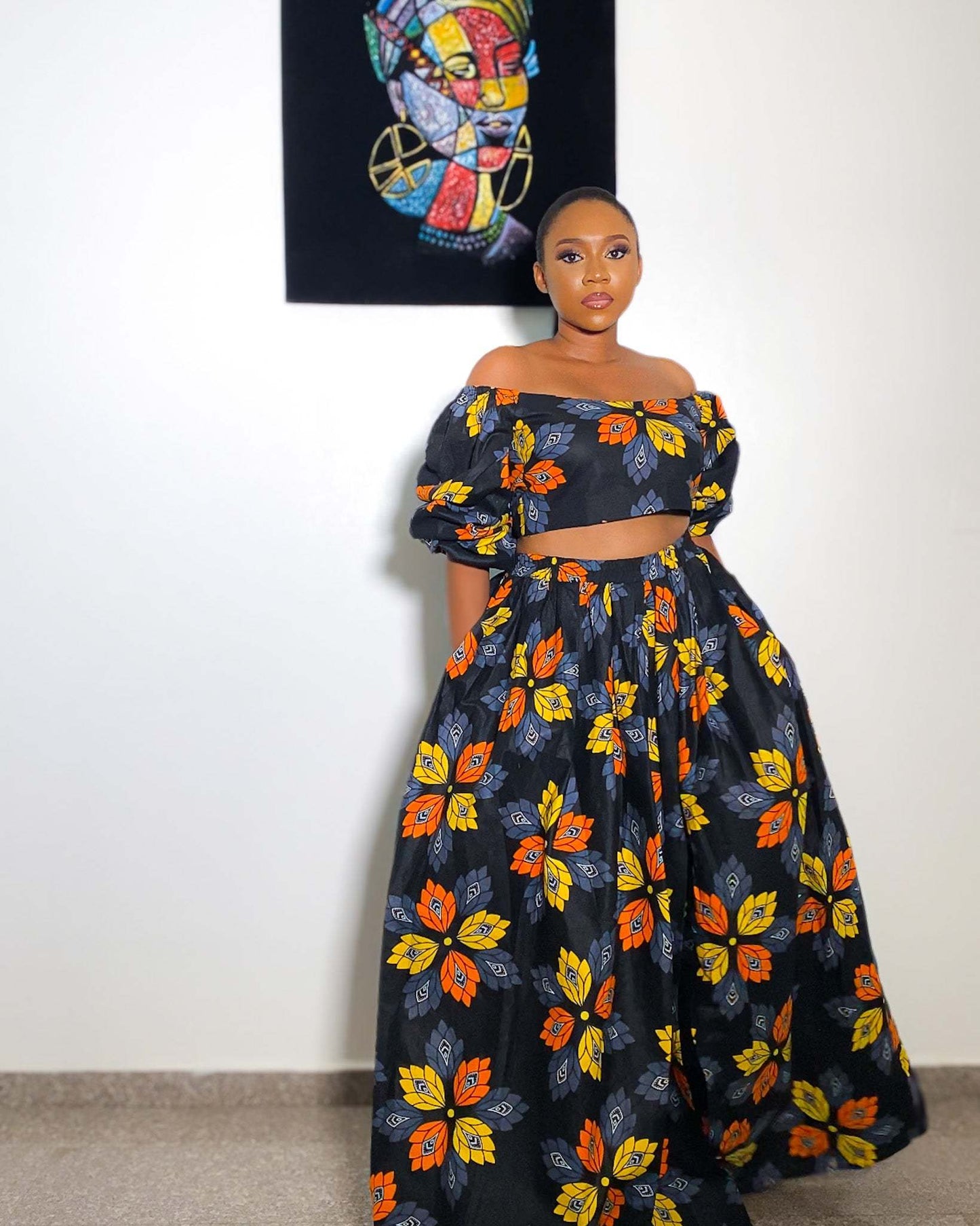 Long Skirt and Crop Top set, Sonia Two Piece Long Skirt and Crop Top