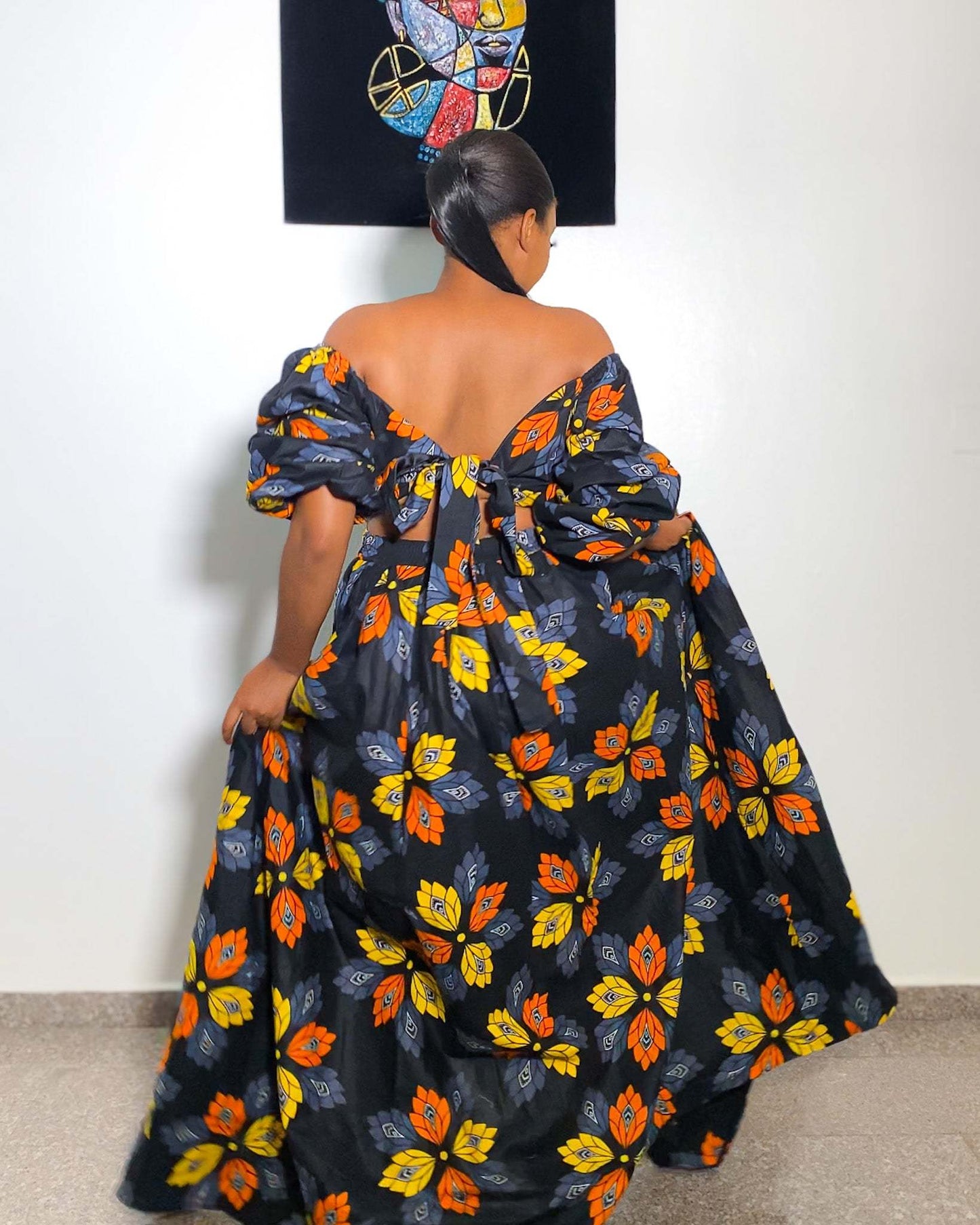 Long Skirt and Crop Top set, Sonia Two Piece Long Skirt and Crop Top