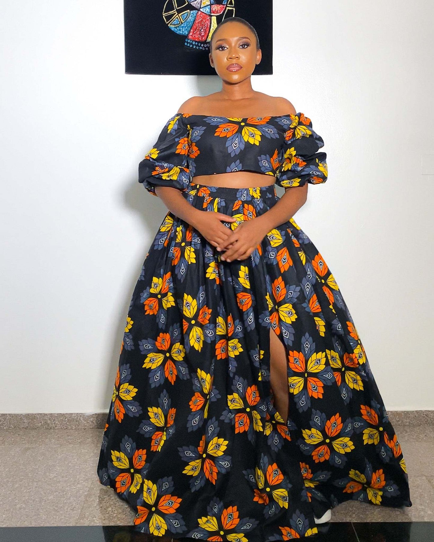Long Skirt and Crop Top set, Sonia Two Piece Long Skirt and Crop Top