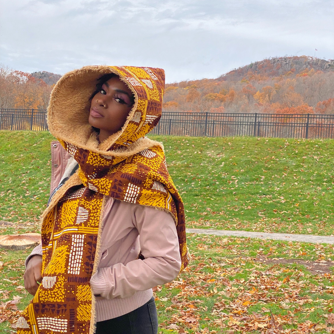 Hooded Scarf Adah fashionable, comfy and cozy in cold weather.