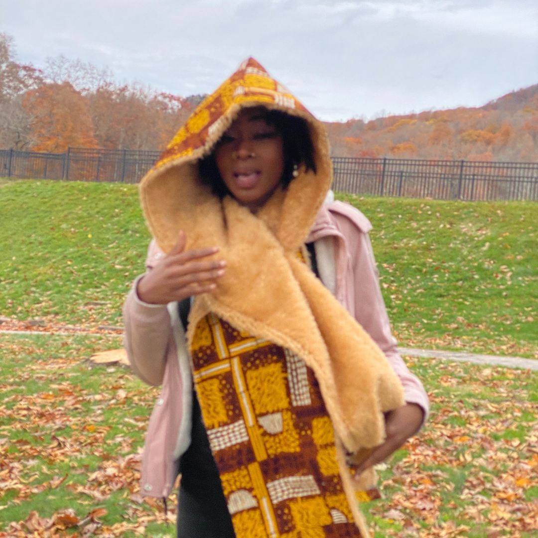 Hooded Scarf Adah fashionable, comfy and cozy in cold weather.