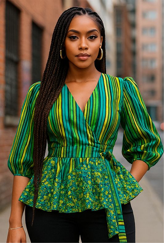 Sissy Ankara Peplum Wrap Top