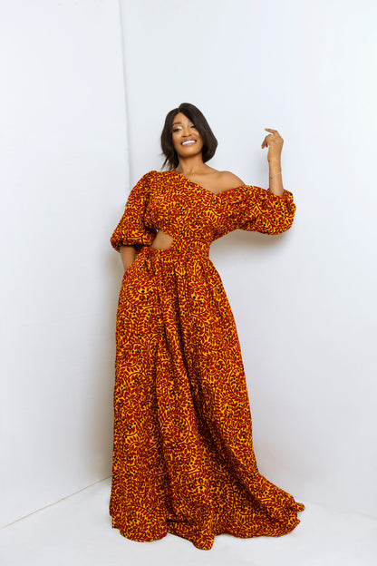 SHAKARA AFRICAN PRINT LONG DRESS