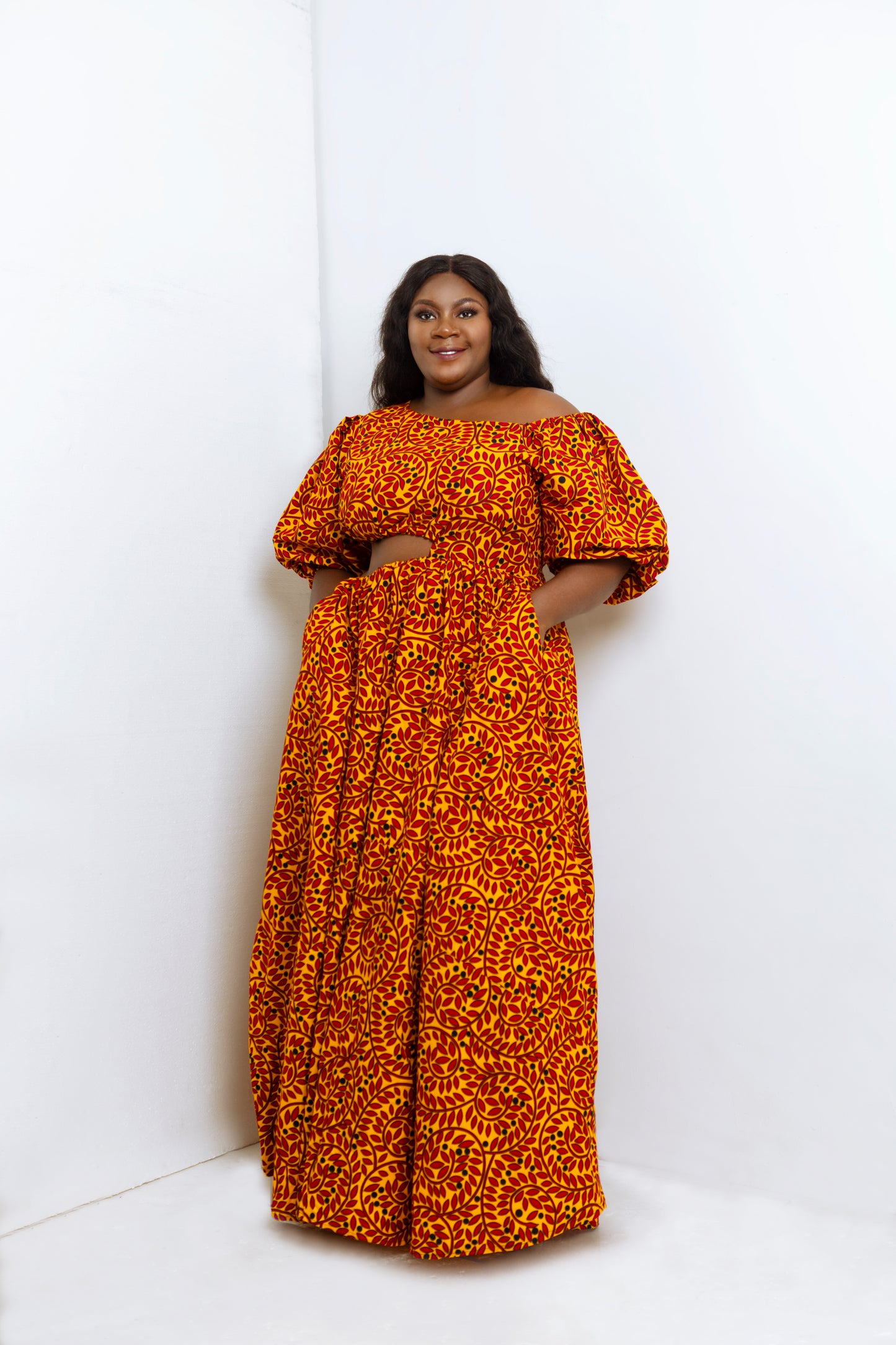 SHAKARA AFRICAN PRINT LONG DRESS