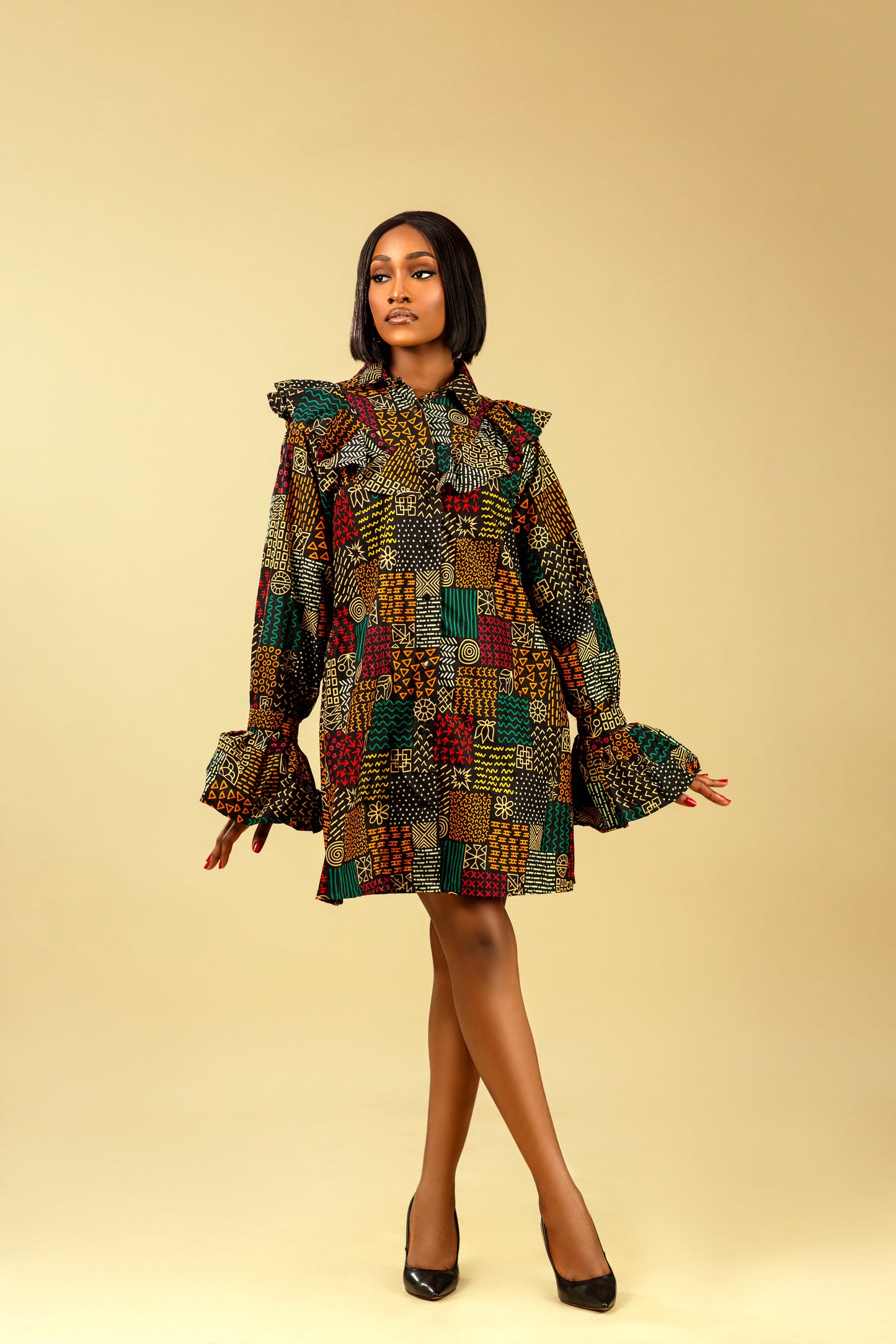 BELINDA AFRICAN PRINT SHORT SHIRT DRESS