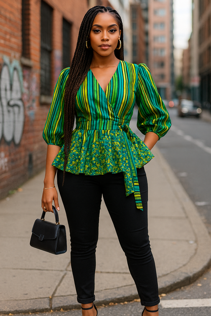 Sissy Ankara Peplum Wrap Top