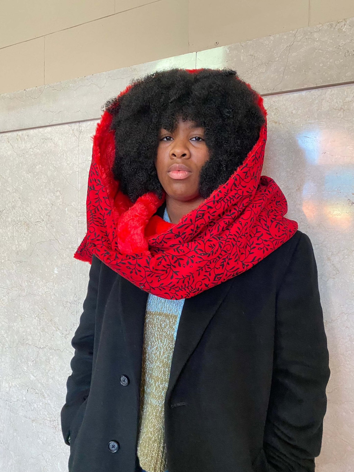 Timi African Ankara Winter Faux Fur Scarf