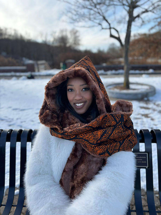 Roli African Ankara Winter Hooded scarf