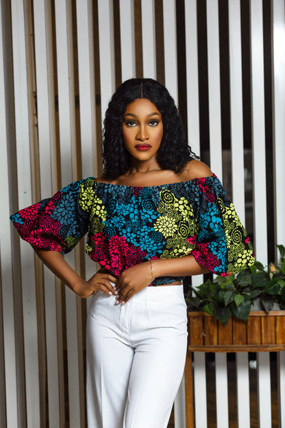 RHEMI AFRICAN PRINT CROPPED TOP