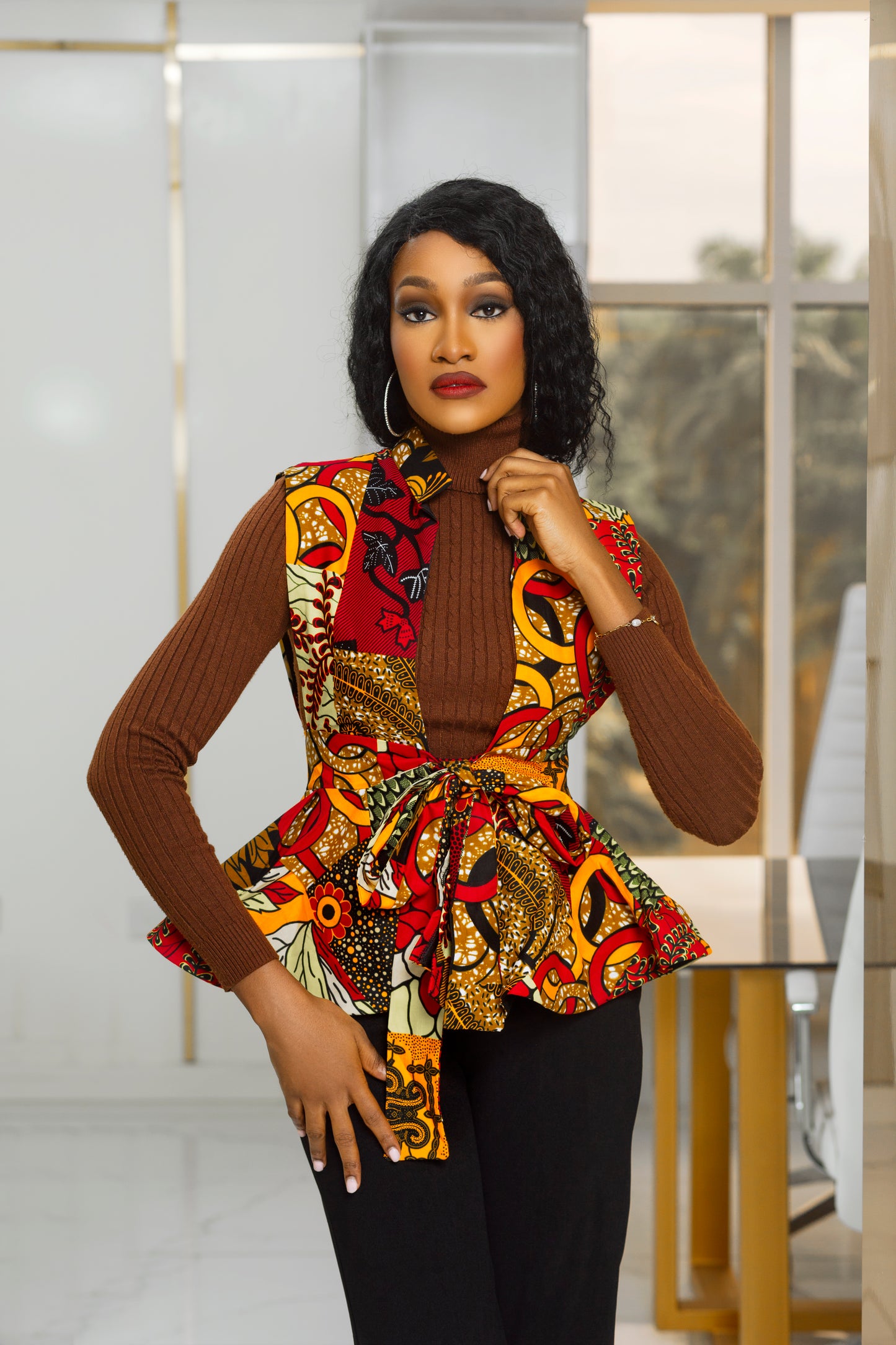 ZURIEL AFRICAN PRINT  PEPLUM JACKET