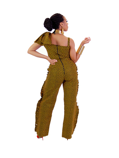 Tomide African print jumpsuit.