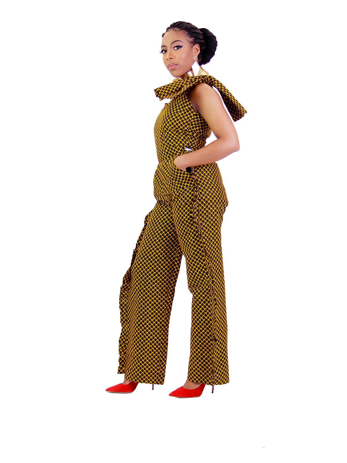 Tomide African print jumpsuit.