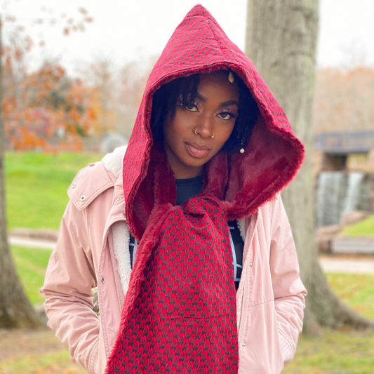Hooded Scarf Nana fashionable, comfy and cozy in cold weather.