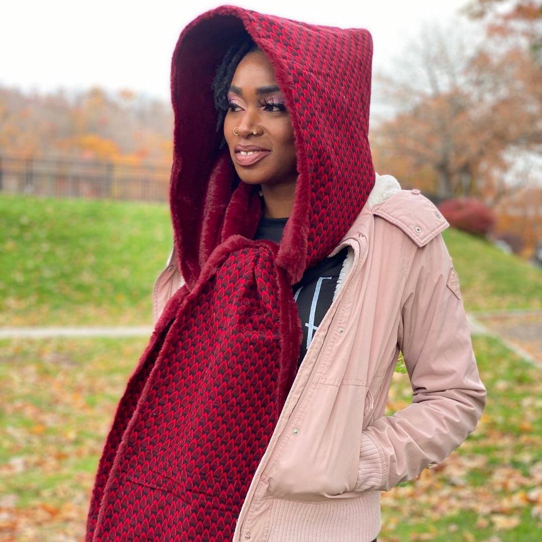 Hooded Scarf Nana fashionable, comfy and cozy in cold weather. 