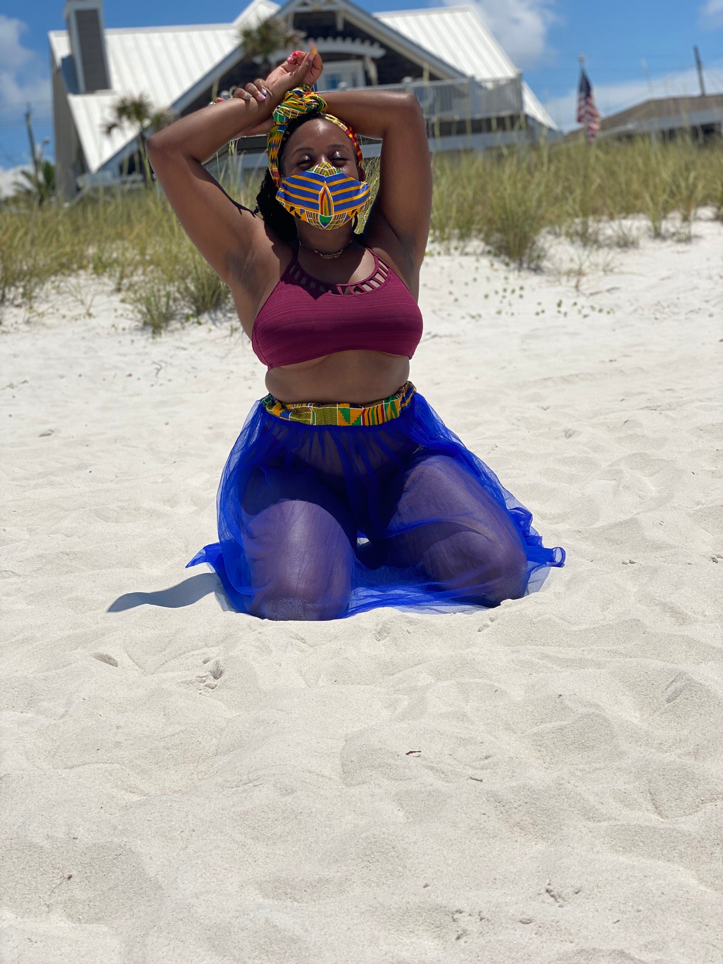 Royal blue Tulle Beach Skirt