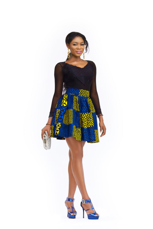 Ebube Mini African Print Pleated Skirt